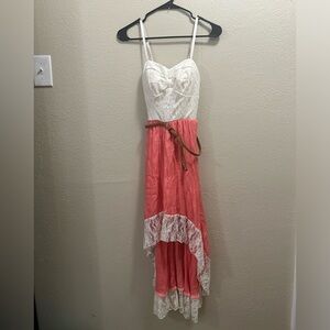 Lily Rose barely worn dress in size small. Hi-low design with ivory lace at top.